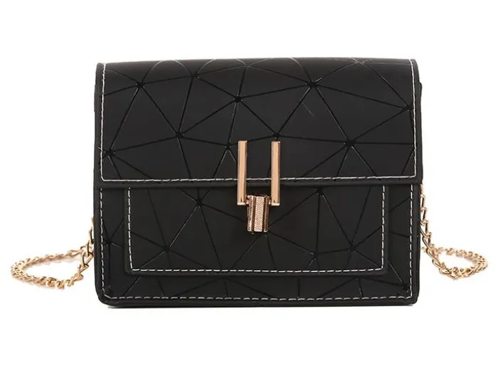 PB193 Black Geometric Design Shoulder Bag polly Rings