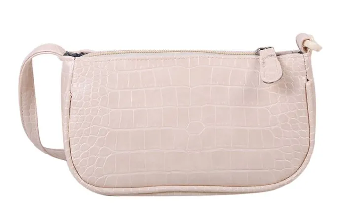 PB89 Beige Crocodile Pattern Chain Accent Purse polly Necklaces PB89 Beige Crocodile Pattern Chain Accent Purse polly Necklaces