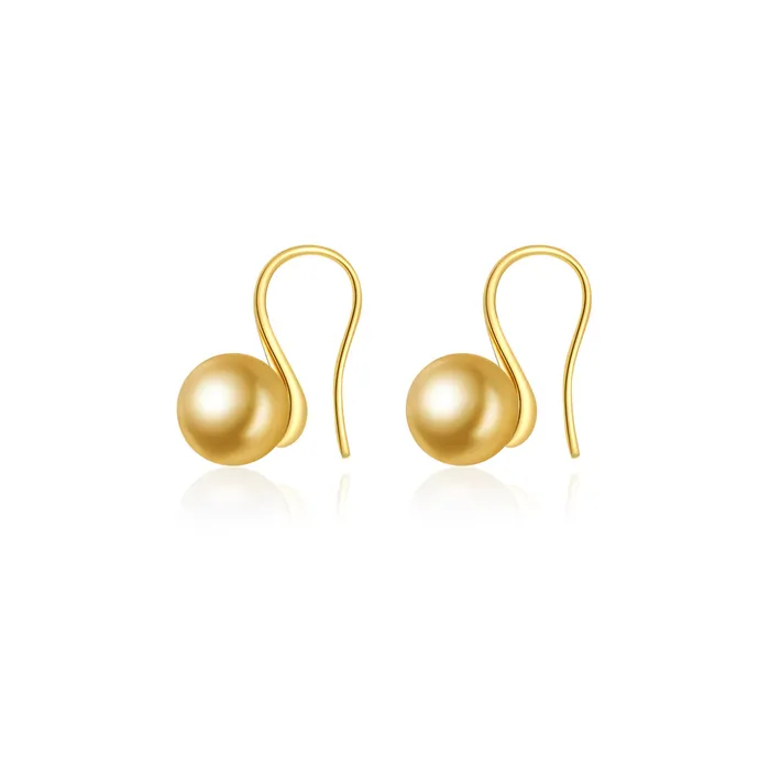 Pearly Lustre Earrings Elegant 18K Solid Gold South Sea Golden Pearl Stud Earrings KE00068