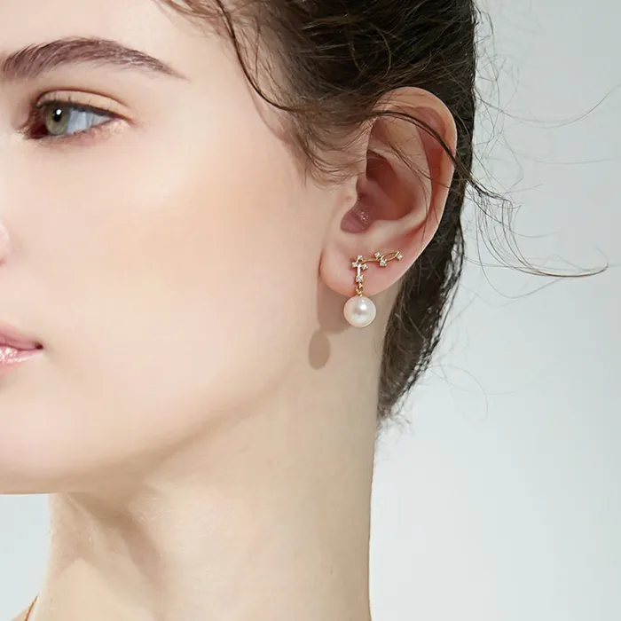 Pearly Lustre Earrings Top Grade Freshwater Pearl Earrings WE00725 STARRY