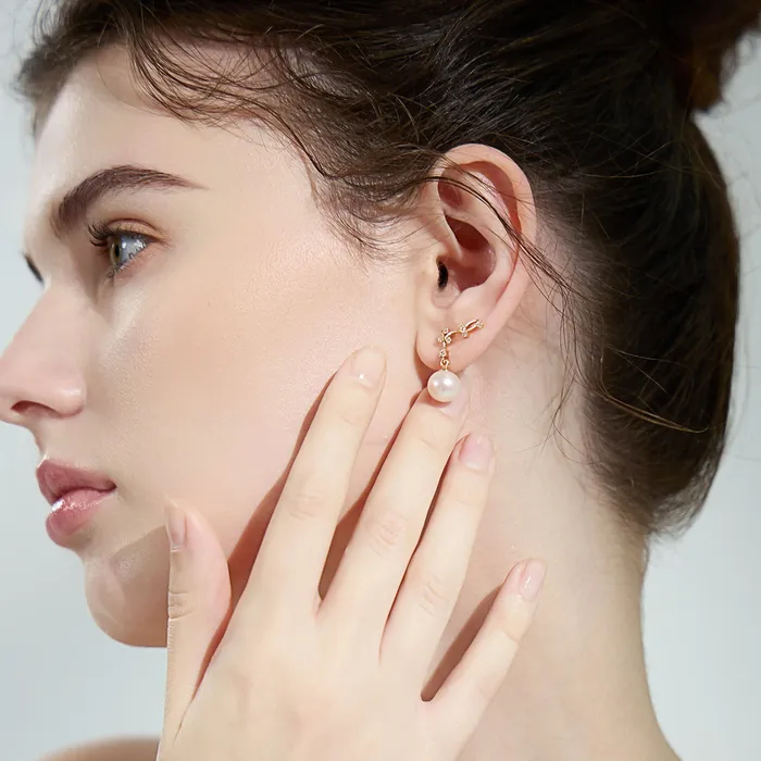 Pearly Lustre Earrings Top Grade Freshwater Pearl Earrings WE00725 STARRY