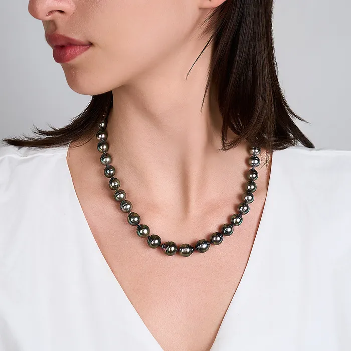 Pearly Lustre Necklaces 18k Solid Gold PEACOCK Baroque Tahitian Pearl Necklace KN00248