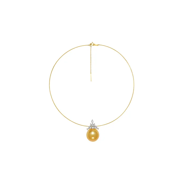 Pearly Lustre Necklaces 18K Solid Gold South Sea Golden Pearl Necklace KN00005