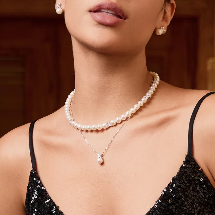 Pearly Lustre Necklaces Top Grade Freshwater Pearl Necklace WN00557 EVERLEAF