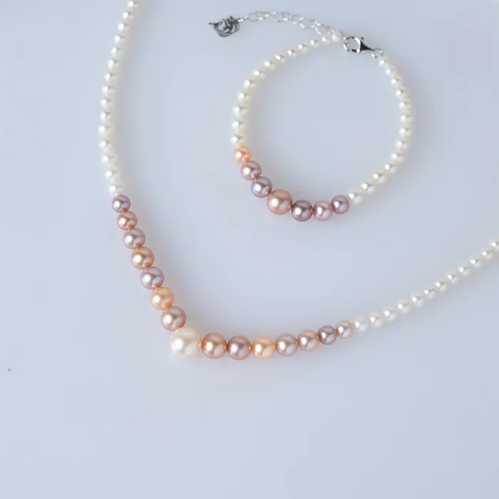 Pearly Lustre Necklaces Top Grade Multicolor Freshwater Pearl Necklace WN00734 HARMONY