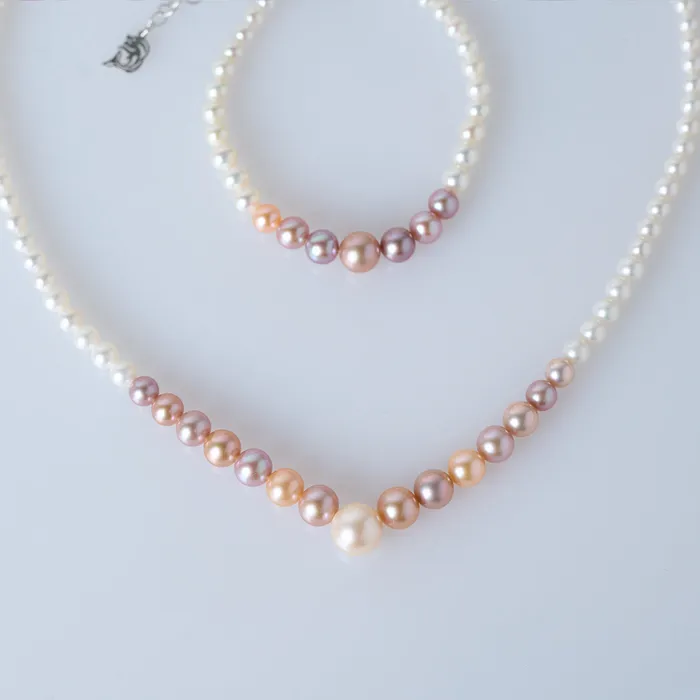 Pearly Lustre Necklaces Top Grade Multicolor Freshwater Pearl Necklace WN00734 HARMONY