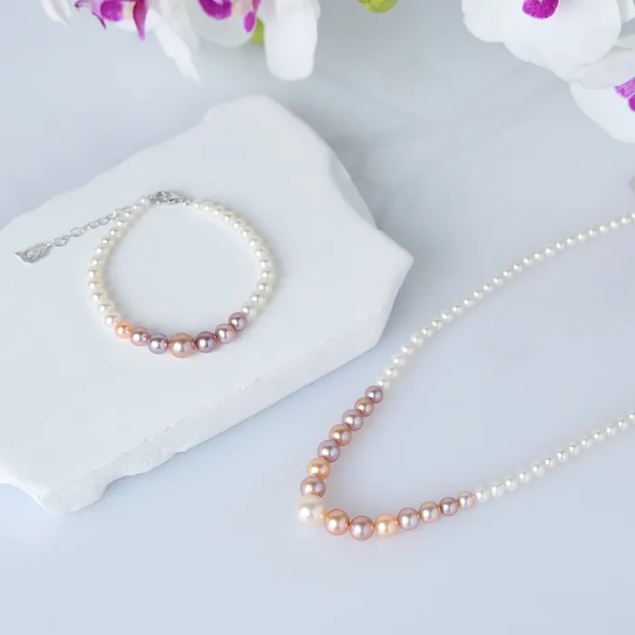 Pearly Lustre Necklaces Top Grade Multicolor Freshwater Pearl Necklace WN00734 HARMONY