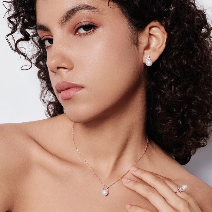 Pearly Lustre Top Grade Freshwater Pearl Necklace Earrings Set WS00116 EVERLEAF Earrings
