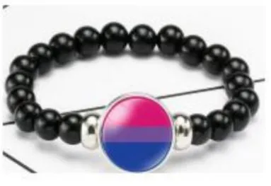 POLLY B980 Pink Purple Blue Pride Black Bead Bracelet Bracelets