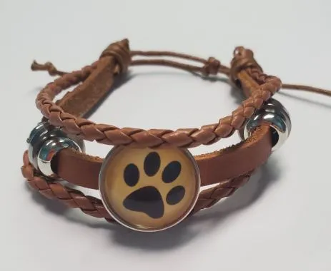 POLLY Bracelets B203 Brown Paw Print Leather Bracelet