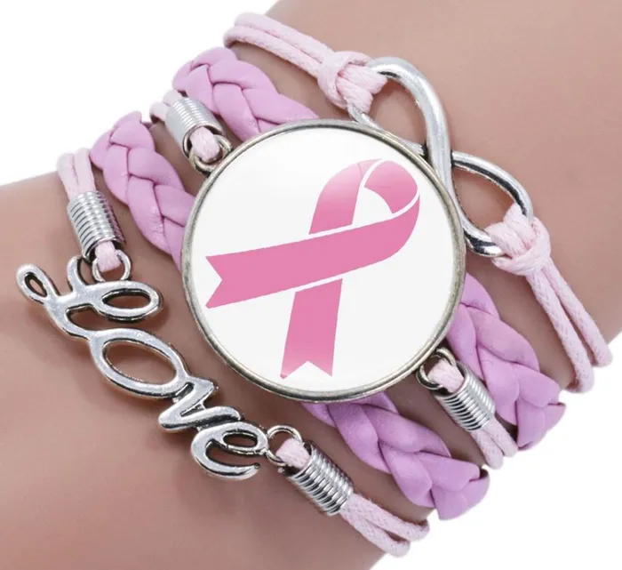 polly Bracelets B261 Pink Layered Breast Cancer Awareness Bracelet