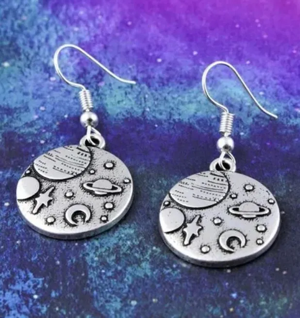 polly Earrings E673 Silver Round Planets Earrings