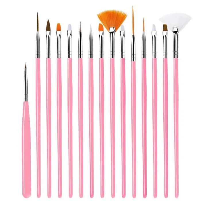 polly Earrings NS149 Pink 15 Piece Nail Art Brush Set