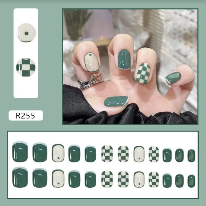 Polly Earrings NS178 Short Press On Nails 24 Pieces R255