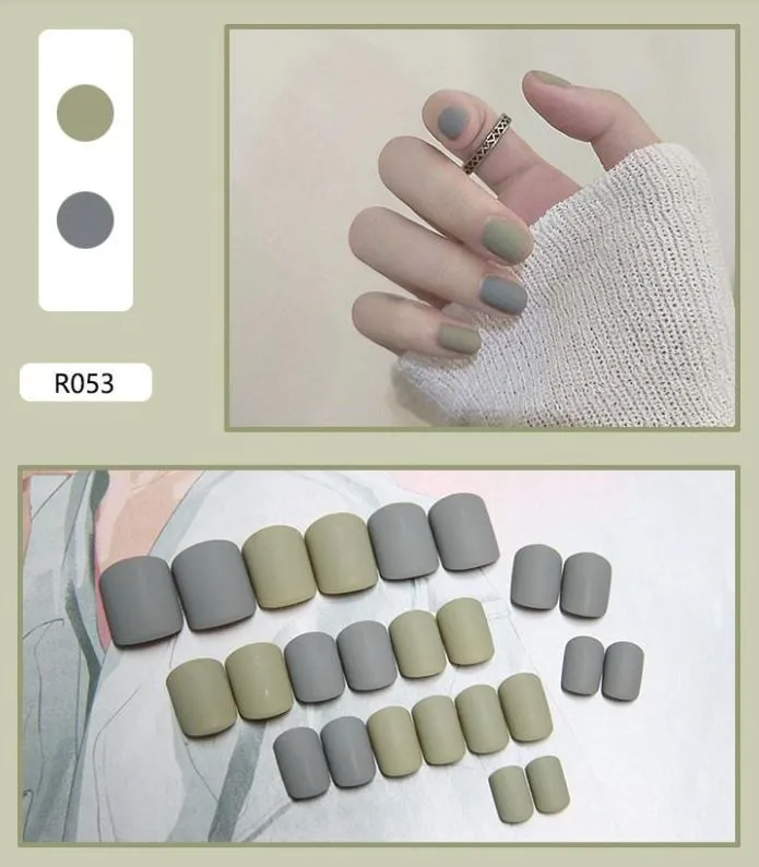 Polly Earrings NS571 Short Square Press On Nails 24 Pieces R053