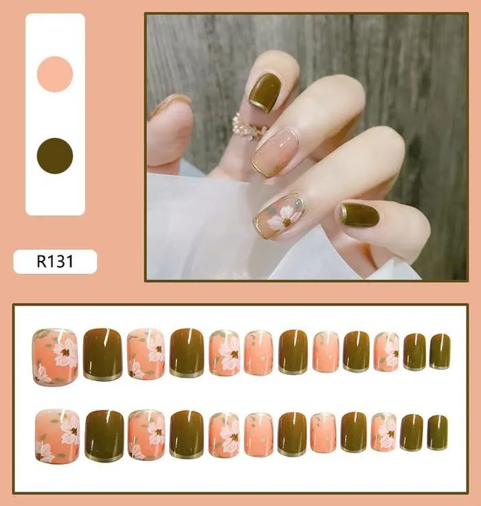 Polly Earrings NS580 Short Square Press On Nails 24 Pieces R131
