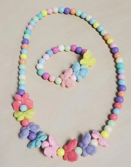 POLLY L426 Colorful Butterfly Bead Necklace Bracelet Set Bracelets