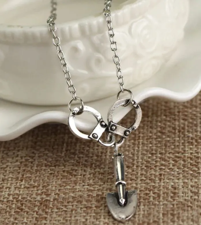 polly Necklaces AZ371 Silver Handcuff Shovel Necklace with FREE Earrings