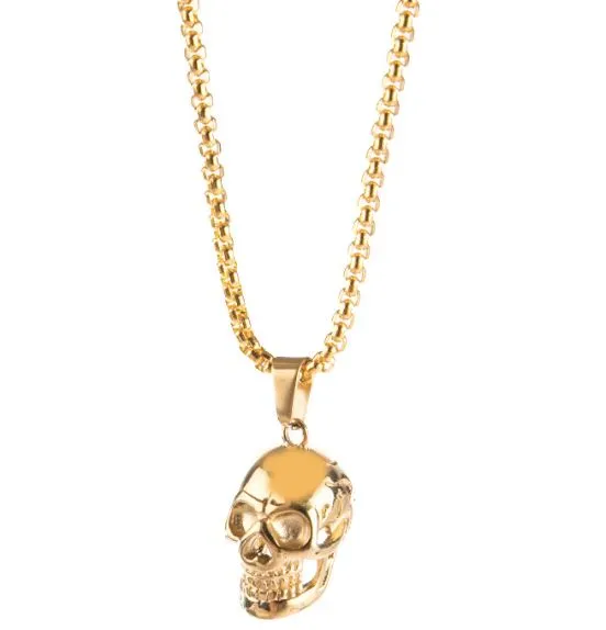 polly Necklaces N726 Gold Skull Pendant Necklace