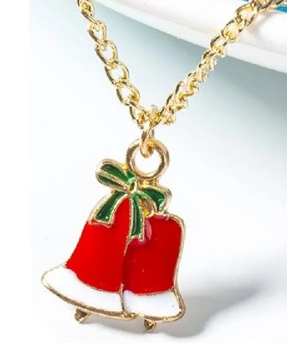 POLLY Necklaces Z88 Gold Christmas Bells Necklace with FREE EARRINGS