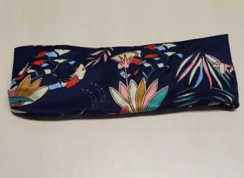 POLLY Rings H658 Navy Blue Floral Design Wide Head Band