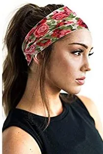 POLLY Rings H658 Navy Blue Floral Design Wide Head Band
