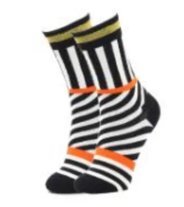 POLLY Rings SF1149 Black White Stripe Socks