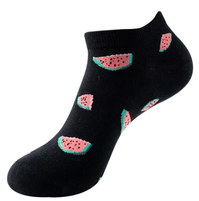 POLLY Rings SF1235 Black Watermelon Low Cut Socks