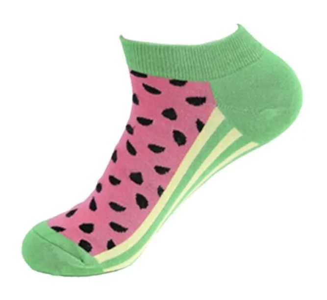 POLLY Rings SF1240 Pink Yellow Stripe Watermelon Low Cut Socks