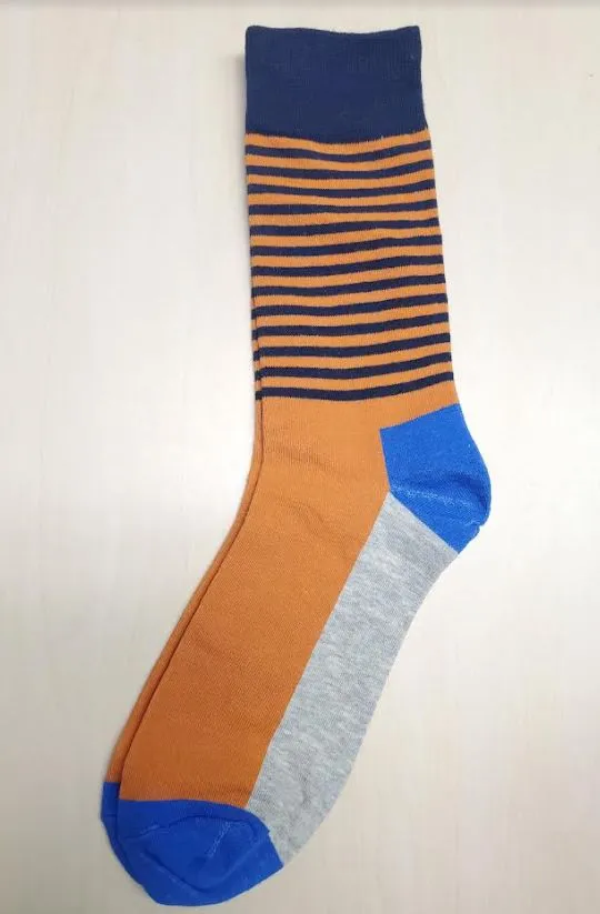 POLLY Rings SF24 Orange Navy Blue Stripe Socks