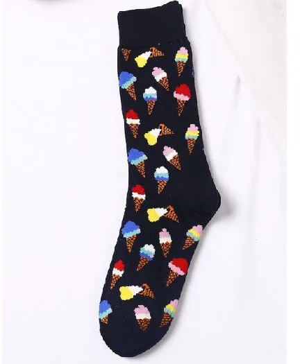 POLLY Rings SF580 Black Colorful Ice Cream Cones Socks