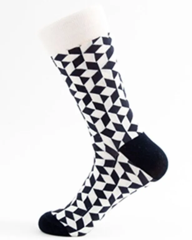 POLLY Rings SF957 Black White Cubes Socks