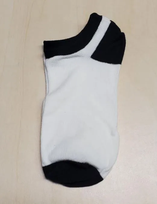POLLY SF1057 White Black Low Cut Socks Rings