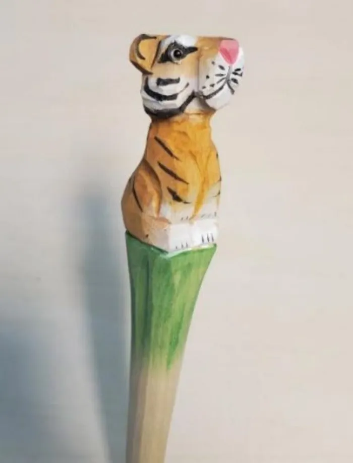 POLLY V69 Tiger Wooden Pen Earrings