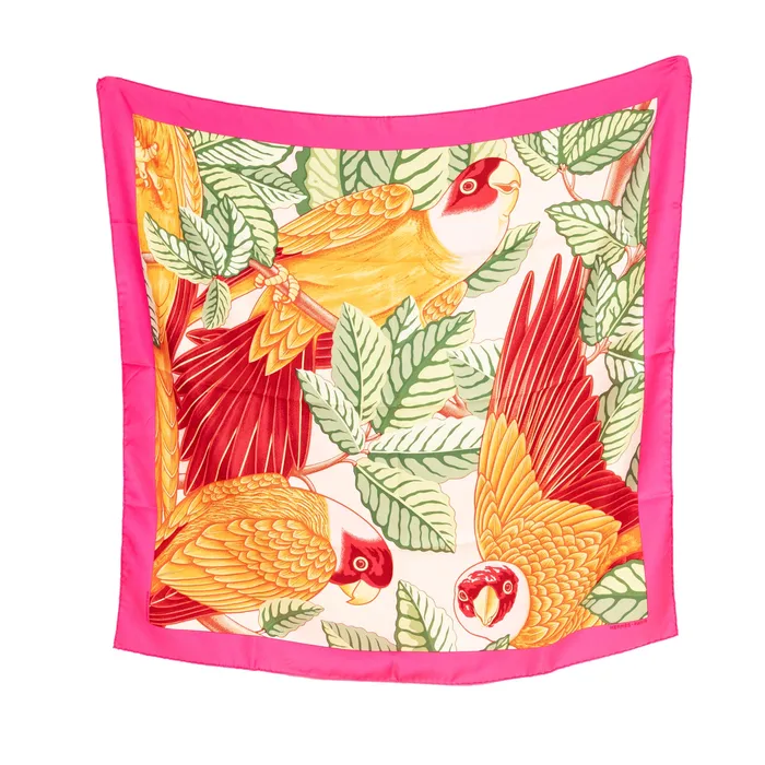 PreOwned Hermes Les Perroquets Scarf 90 Hermes Earrings