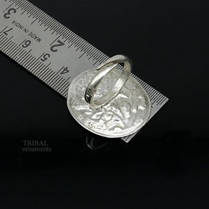Pure 925 sterling silver handmade gorgeous flower shape adjustable ring band unisex stylish gifting chitai work tribal ethnic jewelry sr303 TRIBAL ORNAMENTS Rings