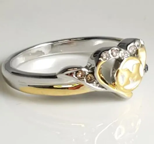 R206 Silver Gold M Heart Blue Champagne Rhinestones Ring alice Rings