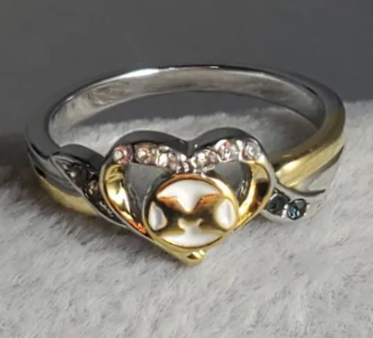 R206 Silver Gold M Heart Blue Champagne Rhinestones Ring alice Rings