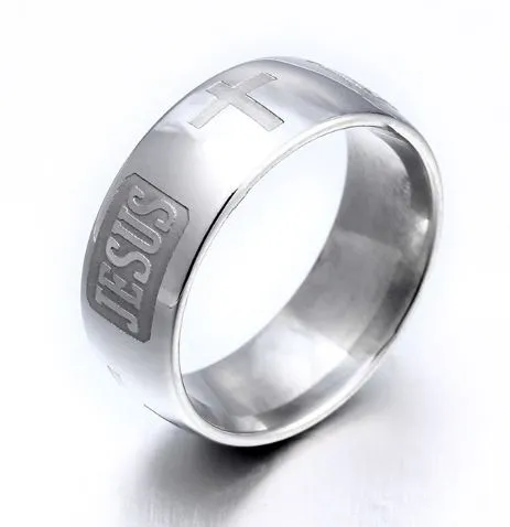R385 Silver Jesus Cross Ring Alice Rings