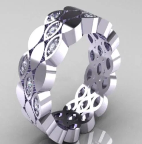 R56 Silver Rhinestone Band Ring alice Rings
