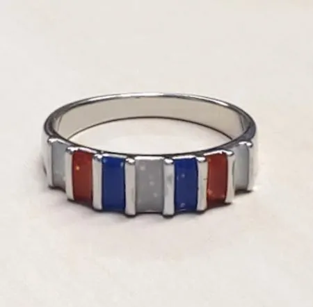 R62 Silver Red White Blue Glitter Ring POLLY Rings