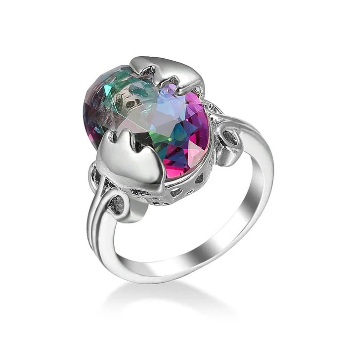 R679 Silver Iridescent Gemstone Ring alice Rings