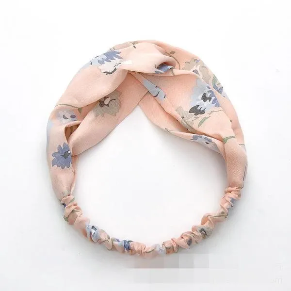 Rings 01 H306 Pale Pink Floral Pattern Cloth Hair Band