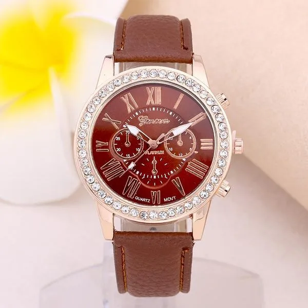 Rings 01 W98 Brown Band Charleston Collection Quartz Watch