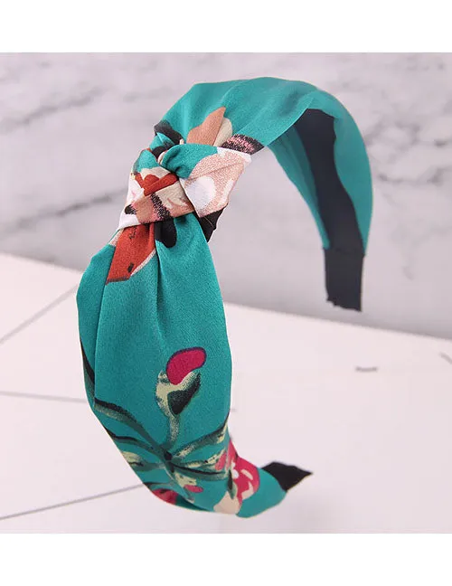 Rings 02 H387 Teal Floral Fabric Covered Head Band
