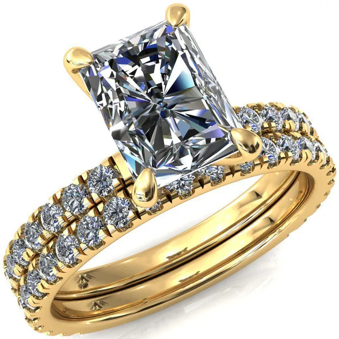 Rings Alessi Radiant Moissanite 4 Claw Prong 34 Micro Pave Engagement Ring Fire Brilliance Rings Alessi Radiant Moissanite 4 Claw Prong 34 Micro Pave Engagement Ring Fire Brilliance