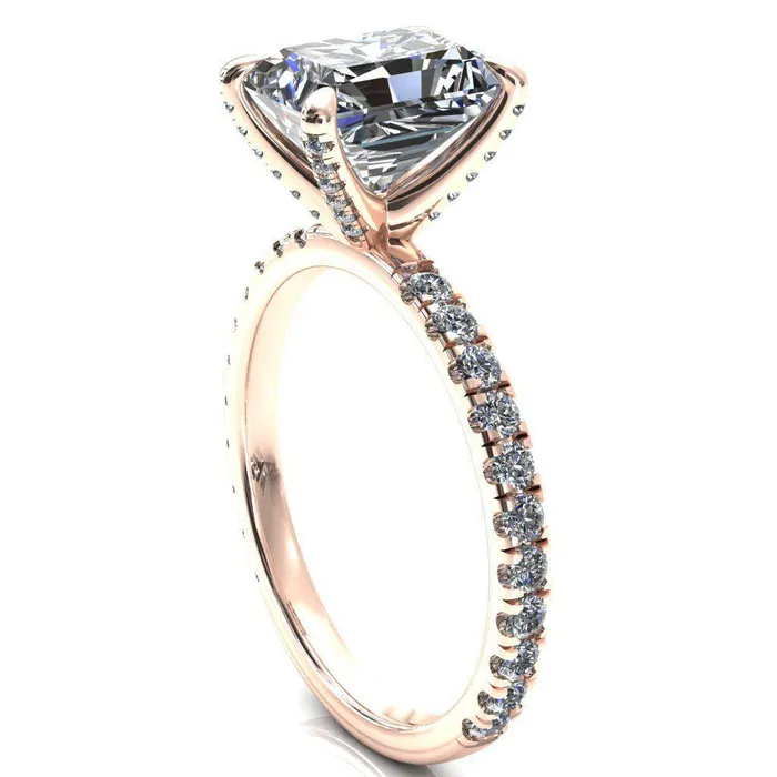 Rings Alessi Radiant Moissanite 4 Claw Prong 34 Micro Pave Engagement Ring Fire Brilliance 