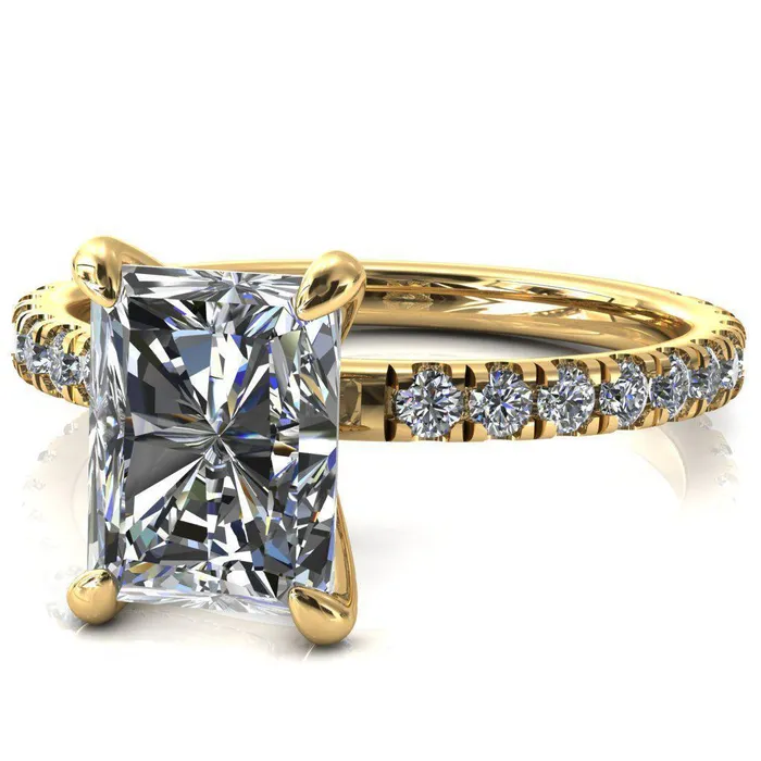Rings Alessi Radiant Moissanite 4 Claw Prong 34 Micro Pave Engagement Ring Fire Brilliance 