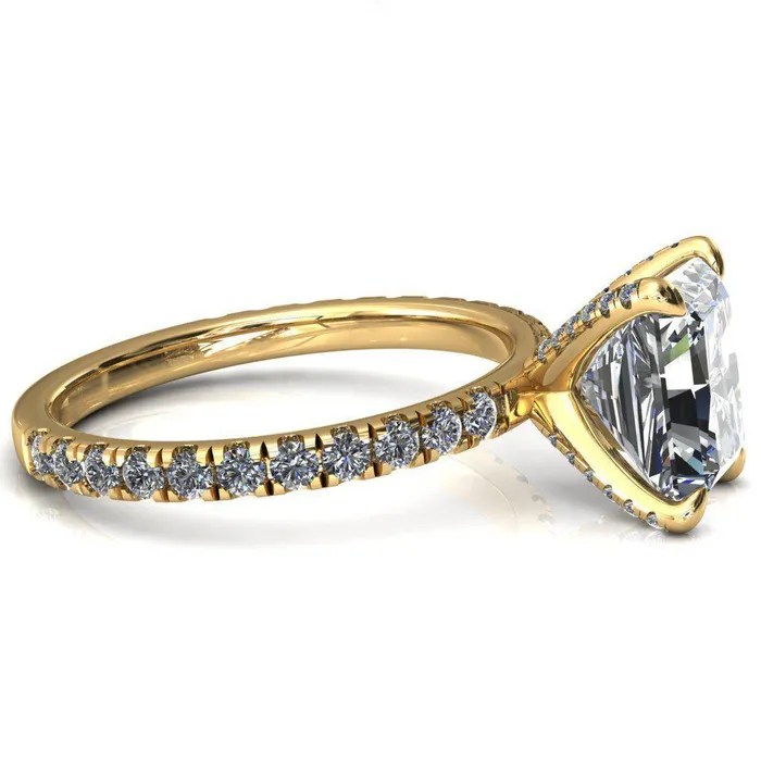 Rings Alessi Radiant Moissanite 4 Claw Prong 34 Micro Pave Engagement Ring Fire Brilliance 
