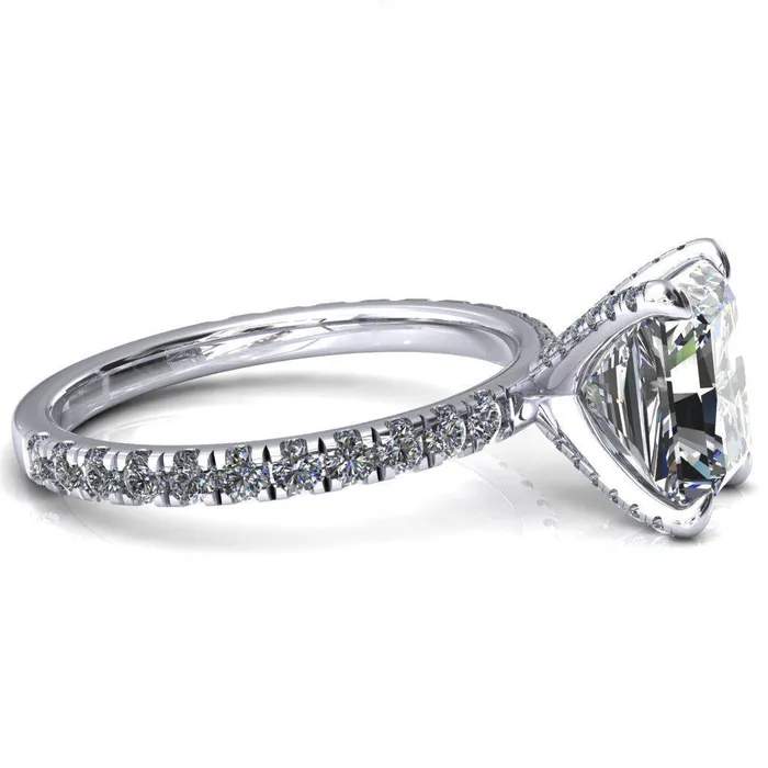 Rings Alessi Radiant Moissanite 4 Claw Prong 34 Micro Pave Engagement Ring Fire Brilliance 